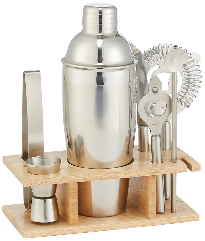 Cocktail Shaker Cocktail Maker Kit Stainless Steel with Stand 8pcs Bartender Set