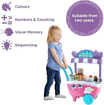 LeapFrog 600753 Scoop & Learn Ice Cream Cart, Pink, Pretend Toddler Toy for Role Play Food and Magic Ice Cream Scooper Scoop/Learn Cart Set, English Version, 2+ years