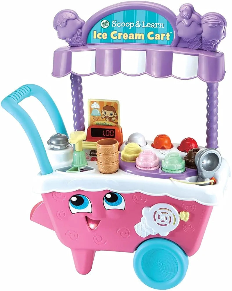 LeapFrog 600753 Scoop & Learn Ice Cream Cart, Pink, Pretend Toddler Toy for Role Play Food and Magic Ice Cream Scooper Scoop/Learn Cart Set, English Version, 2+ years