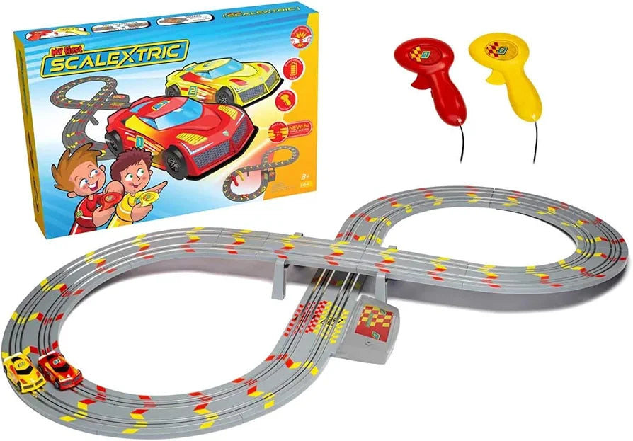 My First Scalextric Racing Track Sets for Kids Ages 3+ - Battery Powered Micro Race Car Set, Toy Cars Race Tracks for Boys. Incl. 1x Speed Track, 2x Racing Cars, 2x Controllers - Kids Toys Gifts