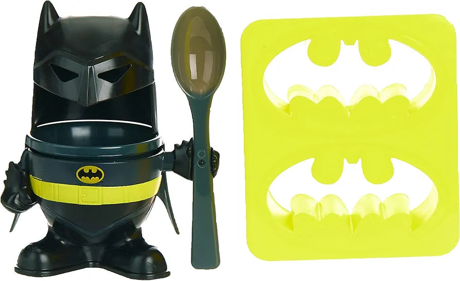 Paladone PP4431DC Batman Breakfast Set with Egg Cup, Topper, Spoon, Toast Cutter, Officially Licensed DC Comics Product, Multi-Colour, 6 x 20 x 14 cm