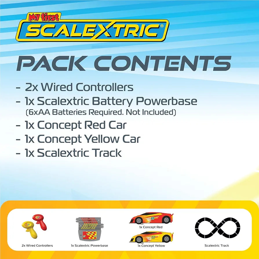 My First Scalextric Racing Track Sets for Kids Ages 3+ - Battery Powered Micro Race Car Set, Toy Cars Race Tracks for Boys. Incl. 1x Speed Track, 2x Racing Cars, 2x Controllers - Kids Toys Gifts