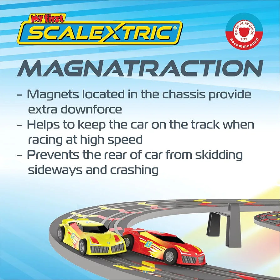 My First Scalextric Racing Track Sets for Kids Ages 3+ - Battery Powered Micro Race Car Set, Toy Cars Race Tracks for Boys. Incl. 1x Speed Track, 2x Racing Cars, 2x Controllers - Kids Toys Gifts