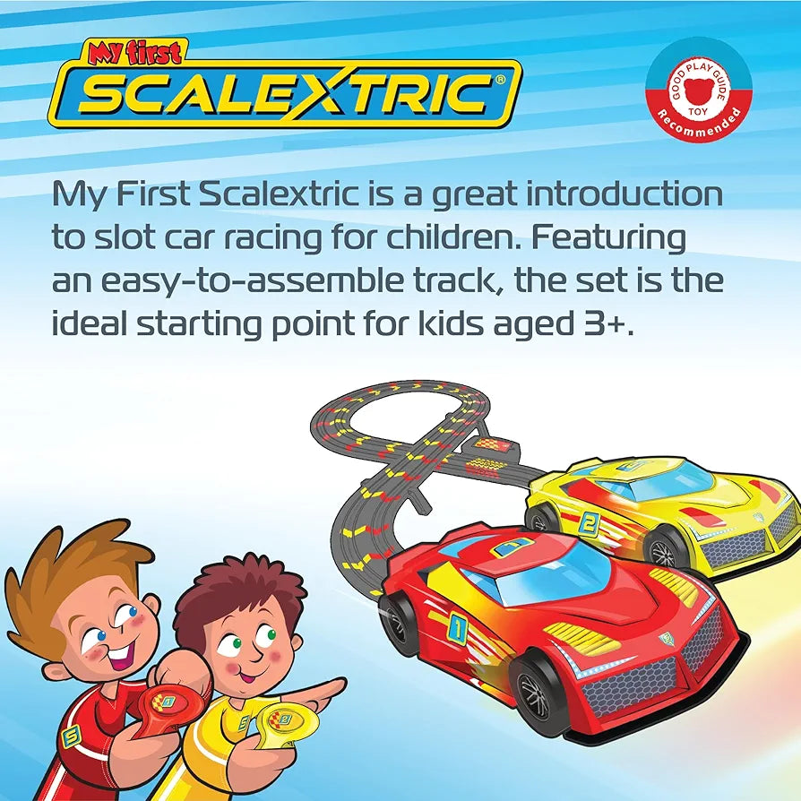 My First Scalextric Racing Track Sets for Kids Ages 3+ - Battery Powered Micro Race Car Set, Toy Cars Race Tracks for Boys. Incl. 1x Speed Track, 2x Racing Cars, 2x Controllers - Kids Toys Gifts