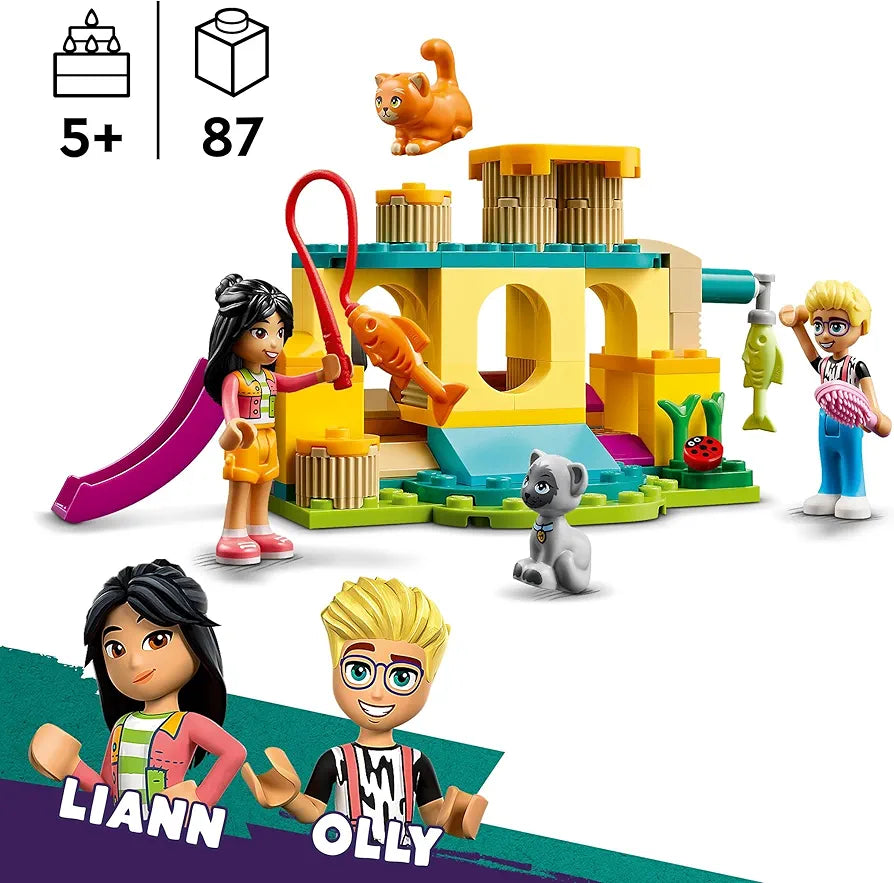 LEGO Friends Cat Playground Adventure, Animal Toy with Figures and Pet Accessories Including a Fish, Gift for 5 Plus Year Old Girls, Boys & Kids, Includes Mini-Doll Characters Olly and Liann 42612