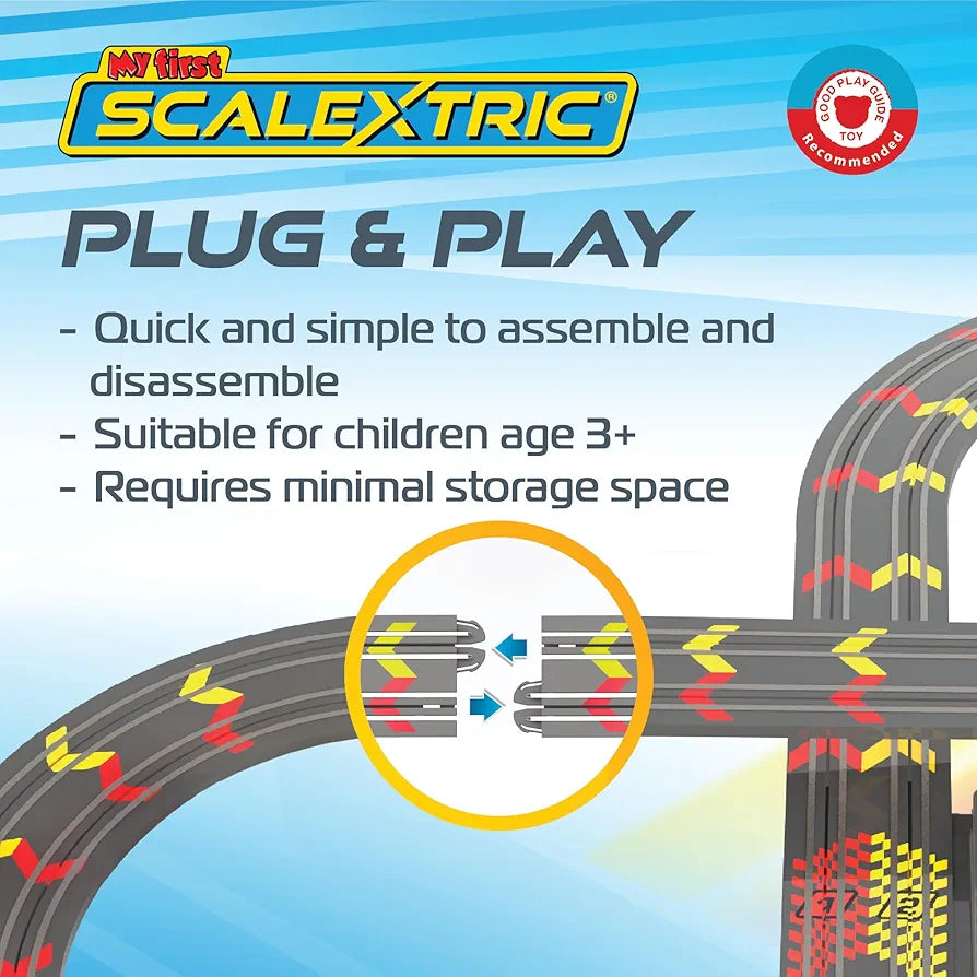 My First Scalextric Racing Track Sets for Kids Ages 3+ - Battery Powered Micro Race Car Set, Toy Cars Race Tracks for Boys. Incl. 1x Speed Track, 2x Racing Cars, 2x Controllers - Kids Toys Gifts