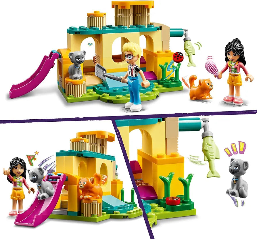 LEGO Friends Cat Playground Adventure, Animal Toy with Figures and Pet Accessories Including a Fish, Gift for 5 Plus Year Old Girls, Boys & Kids, Includes Mini-Doll Characters Olly and Liann 42612