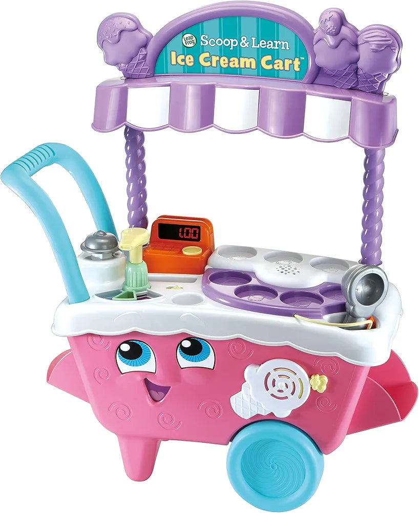 LeapFrog 600753 Scoop & Learn Ice Cream Cart, Pink, Pretend Toddler Toy for Role Play Food and Magic Ice Cream Scooper Scoop/Learn Cart Set, English Version, 2+ years