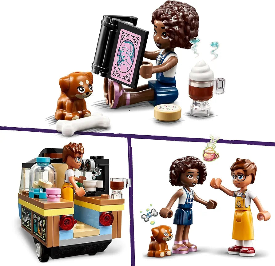 LEGO Friends Mobile Bakery Food Cart Toy for 6 Plus Year Old Girls, Boys & Kids, Vehicle Playset, Includes, Aliya and Jules Mini-Doll Characters and Aira Pet Dog Figure 42606