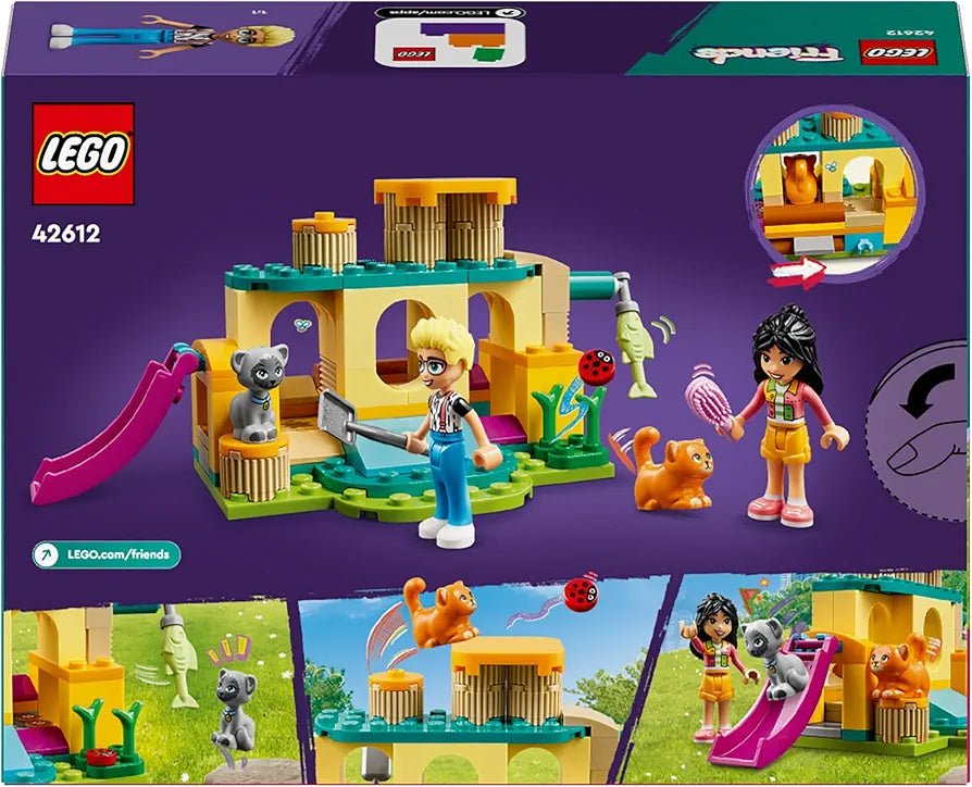 LEGO Friends Cat Playground Adventure, Animal Toy with Figures and Pet Accessories Including a Fish, Gift for 5 Plus Year Old Girls, Boys & Kids, Includes Mini-Doll Characters Olly and Liann 42612