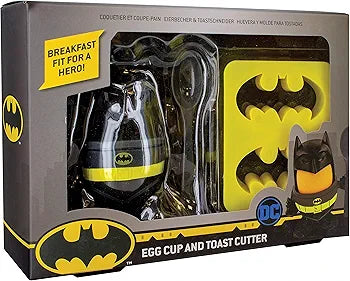 Paladone PP4431DC Batman Breakfast Set with Egg Cup, Topper, Spoon, Toast Cutter, Officially Licensed DC Comics Product, Multi-Colour, 6 x 20 x 14 cm