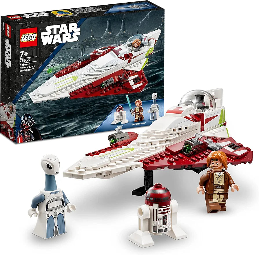 LEGO Star Wars Obi-Wan Kenobi’s Jedi Starfighter Set, Buildable Toy for 7 Plus Year Old Boys and Girls, with Taun We Minifigure, Droid Figure and Lightsaber, Attack of the Clones Gift Idea 75333