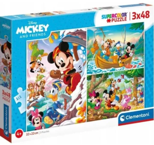 Puzzle 3x48 elementów. Mickey i przyjaciele