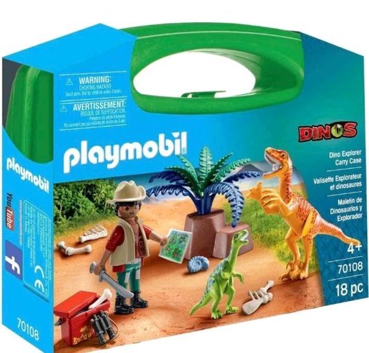 PLAYMOBIL 70108 DINOSAUR 🦖EXPLORER PLAYSET  WITH CARRY CASE.