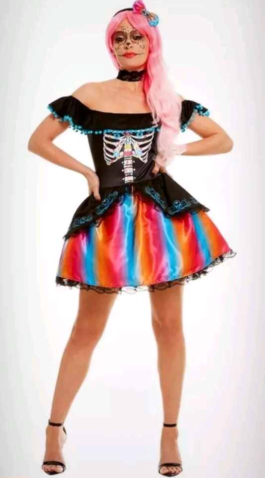 NEW Womens HALLOWEEN 🎃 Day Of The Dead Fancy Dress Costume size Small