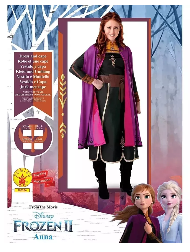 Rubie's Disney Frozen 2 Anna Deluxe Dress Adults Costume Ladies UK Xsmall 6-8