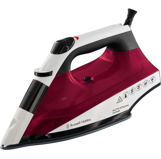 Russell Hobbs Auto Steam Technology Iron, Non-stick soleplate with even steam, 320ml Water Tank, 45g continuous steam, 130g shot of steam, Anti-drip & anti-calc function, 2m Cord, 2400W, 22520