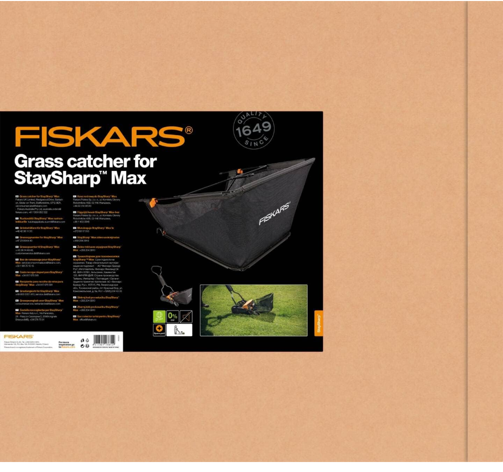 Fiskars StaySharp Grass Catcher, Capacity: 18 litres,