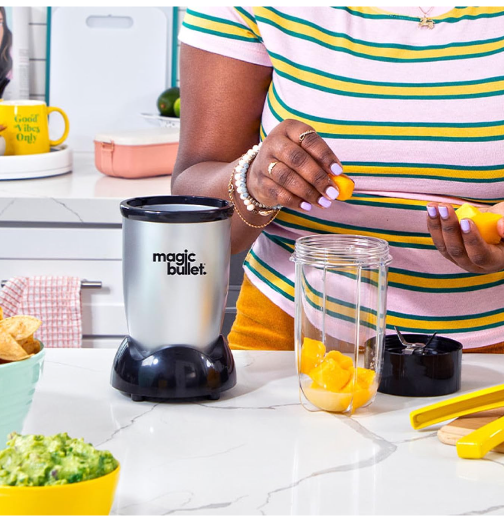 nutribullet magic bullet Starter Kit - All-in-one Food Processor & Blender - 10,000 RPM Speed - 4 Piece Kit with 1x High Torque Power Base, 1x Tall Cup & Flip Top Lid & 1x Cross Blade - For Meal Prep