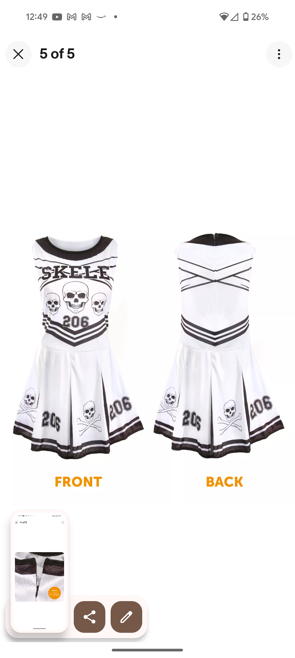 LADIES SKELETON CHEERLEADER DRESS ADULTS HALLOWEEN COSTUME FANCY DRESS SCARY XXL