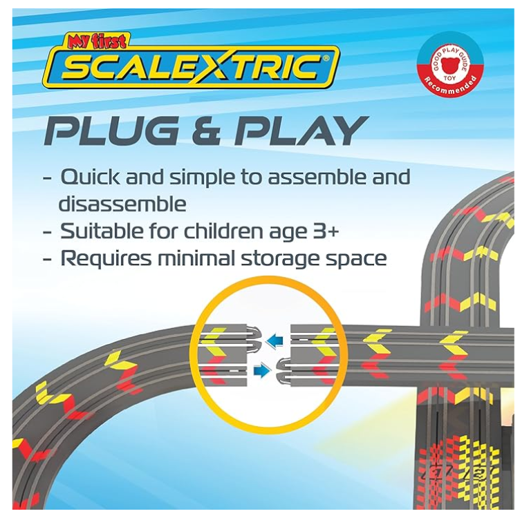 My First Scalextric Racing Track Sets for Kids Ages 3+ - Mains Powered Micro Race Car Set, Toy Cars Race Tracks for Boys. Incl. 1x Speed Track, 2x Racing Cars, 2x Controllers - Kids Toys Gifts