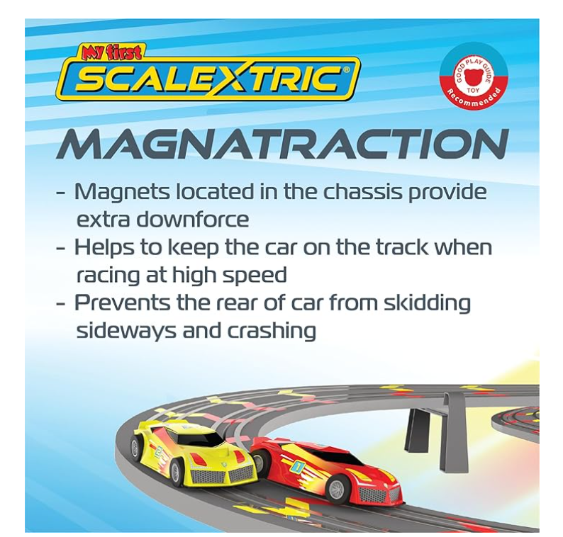 My First Scalextric Racing Track Sets for Kids Ages 3+ - Mains Powered Micro Race Car Set, Toy Cars Race Tracks for Boys. Incl. 1x Speed Track, 2x Racing Cars, 2x Controllers - Kids Toys Gifts