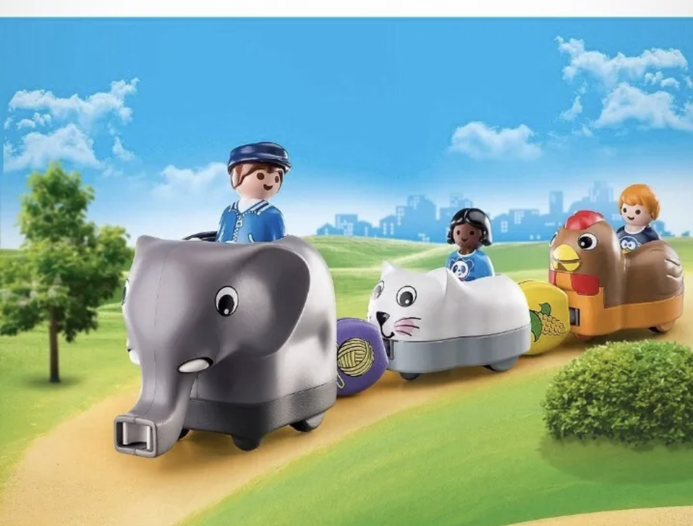 Playmobil 123 70405 - Animal Train Figures & Playset - 9 Pieces