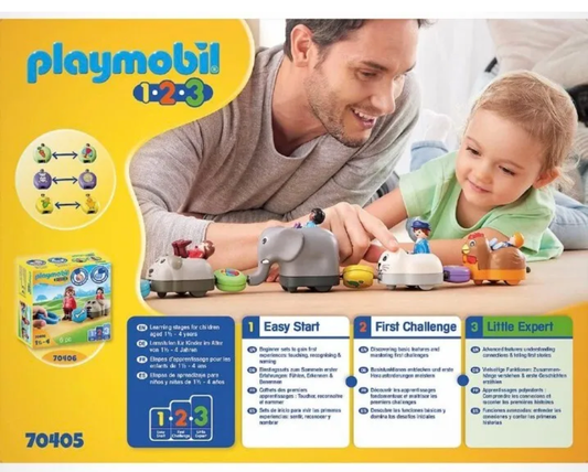 Playmobil 123 70405 - Animal Train Figures & Playset - 9 Pieces