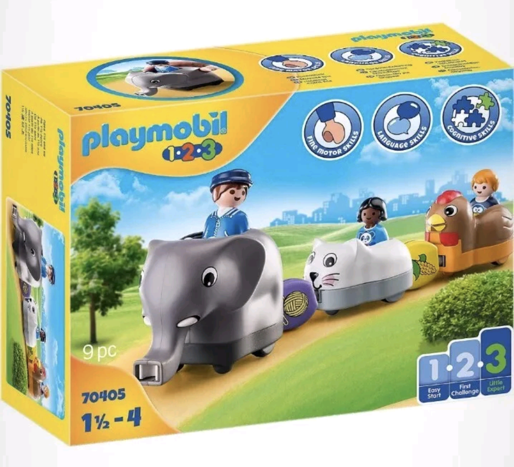 Playmobil 123 70405 - Animal Train Figures & Playset - 9 Pieces