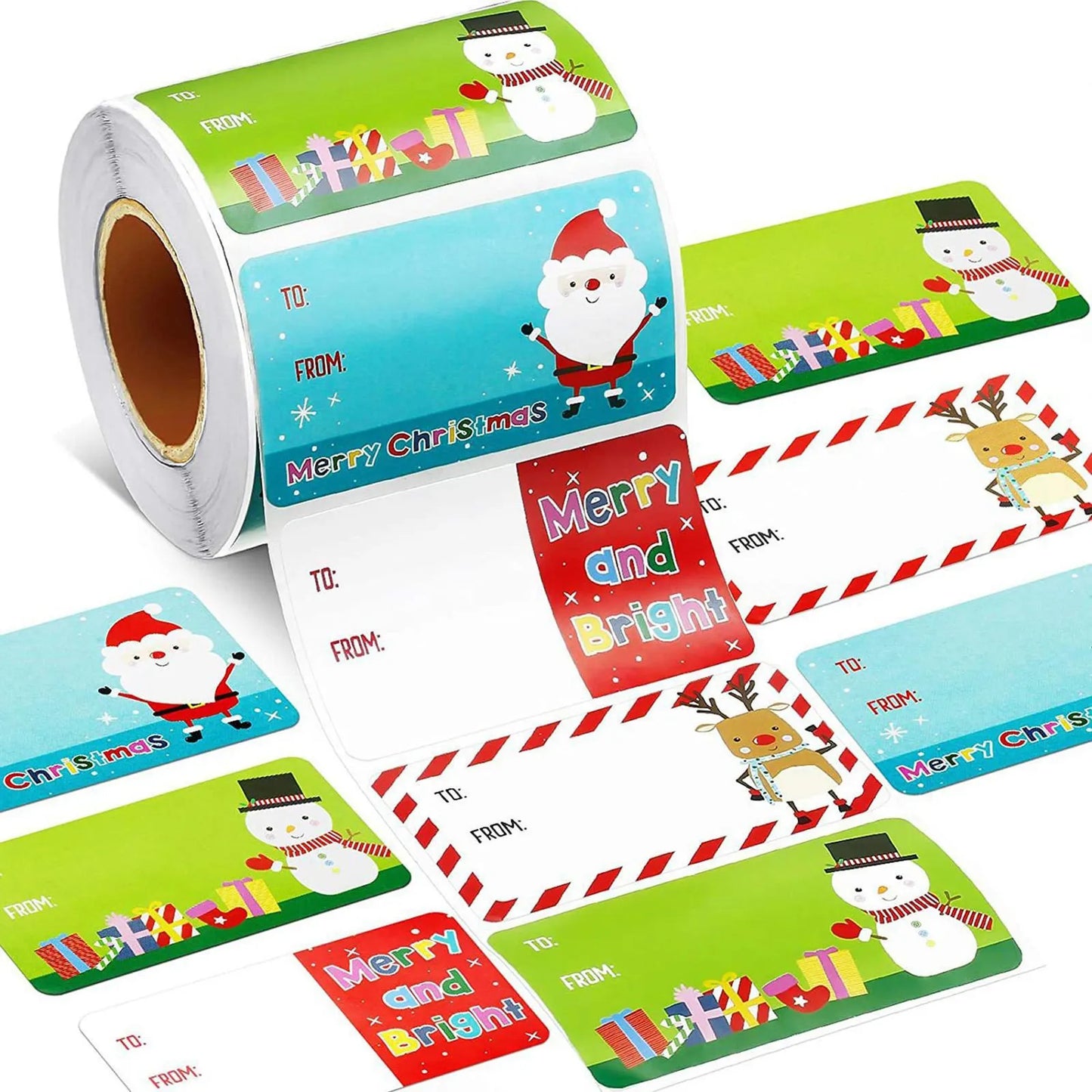 500pcs/roll Christmas Gift Labels From/To Name Tags Christmas Gift Stickers