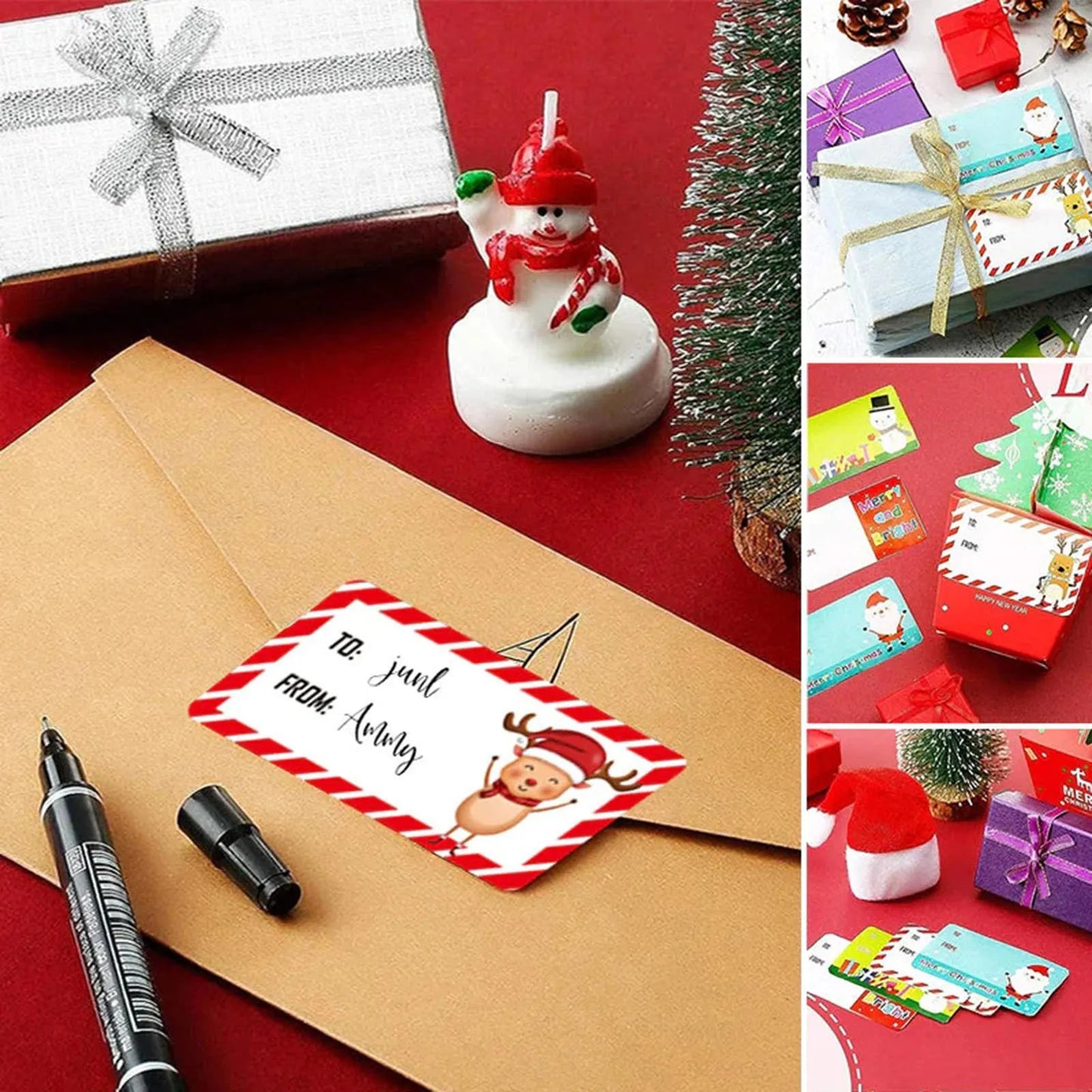 500pcs/roll Christmas Gift Labels From/To Name Tags Christmas Gift Stickers